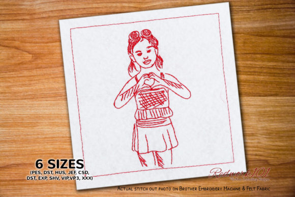 Cute Girl Making a Heart Embroidery Design Review