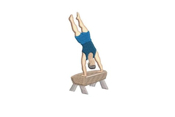 Male Gymnast Doing Vault Embroidery Design Review