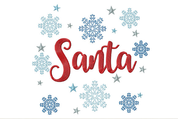 Snowflakes with Stars and Text Santa Embroidery Design Review