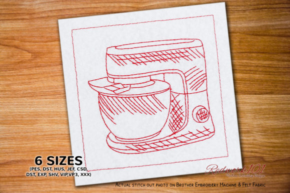 Stand Mixer Redwork Embroidery – A Seasonal Kitchen Review